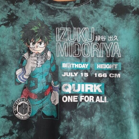 MY HERO ACADEMIA \ Midoriya Tie Dye T-Shirt Funimation Crewneck Sz XL Flaw - Picture 4 of 10